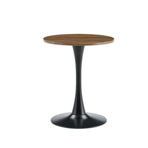 OKWISH KULATÝ odkládací stolek 60 cm černý a ořechový z MDF a kovu s retro designem obraz