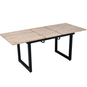 Redom ROZKLÁDACÍ jídelní stůl 140/180x80x75 cm s industriálním designem, stabilní kovovou konstrukcí a úsporným provedením, Černá + přírodní obraz