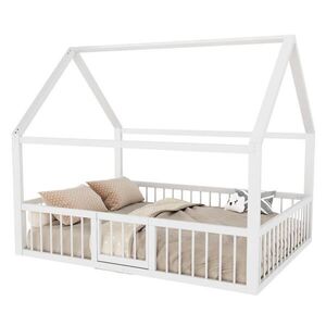 Redom DĚTSKÁ postýlka 140/200 cm z kovu s designem střechy, bezpečnostními zábradlími a snadnou montáží, Bílá obraz