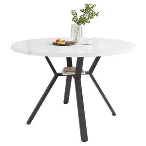 Redom JÍDELNÍ stůl 100/100/75 cm s mramorovým dekorem a černou X kovovou konstrukcí, Bílá/Černá obraz