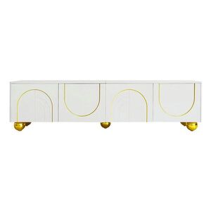 Redom TV stolek 170/38/44 cm s push-to-open, tichými panty a úložným prostorem, Bílá obraz