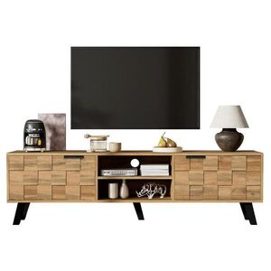 Redom TV stolek 160, 5/35, 5/45 cm s 2 dvířky a 2 otevřenými přihrádkami, tiché panty a 15 cm volný prostor, Dřevěná obraz