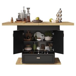 Redom ROZKLÁDACÍ jídelní stůl 110-140/80/75 cm s úložným prostorem, odolnou MDF deskou a stabilní základnou, Přírodní dřevo obraz