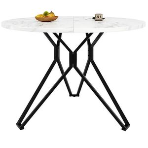 Redom KULATÝ jídelní stůl 100/100/76 cm s deskou z MDF s mramorovým dekorem a nastavitelnými nohami, Černá obraz