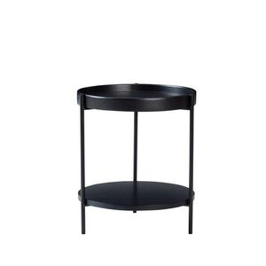 Redom KONFERENČNÍ stolek Ø69x38 cm s dvouúrovňovým odkládacím designem, dřevěným dekorem a kovovou konstrukcí, Černá obraz