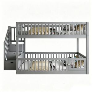 Redom PALANDA 140/200 cm s bezpečnostním zábradlím, úložnými schody a výklopnými dvířky, Šedá obraz