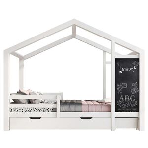 Redom DĚTSKÁ postýlka 90 x 200 cm s tabulí a 2 zásuvkami, masivní dřevo, bílá obraz
