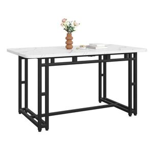 Redom LUXUSNÍ jídelní stůl 120/70 cm s kovovými nohami, moderní design a lehký luxus, Černá, Bílá obraz