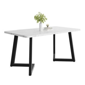 OKWISH JÍDELNÍ stůl 117/68/75 cm bílá/černá z MDF s mramorovým dekorem a kovovými nohami obraz