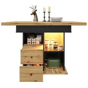 OKWISH JÍDELNÍ stůl 110-140/80/75 cm černá/přírodní z MDF s LED osvětlením a úložným prostorem obraz