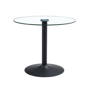 OKWISH BAROVÝ stůl 85/85/76 cm černá/průhledná ze skla a kovu s kulatou deskou obraz