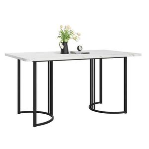 OKWISH JÍDELNÍ stůl 140/80/75 cm bílý z MDF a kovu s mramorovým dekorem a nastavitelnými nohami obraz