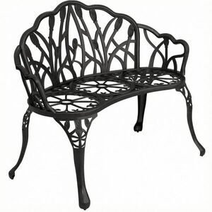 Modfu ZAHRADNÍ lavička z hliníku 99x57x78 cm černá s opěrkou ve tvaru tulipánu, pro 2 osoby a s nastavitelnými nožkami obraz