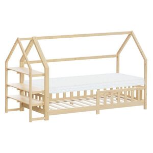 ML-DESIGN DĚTSKÁ POSTEL 90x200 cm s matrací a policí z přírodního borového dřeva obraz