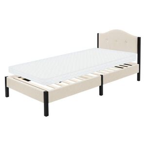 ML-DESIGN ČALOUNĚNÁ POSTEL 90x200 cm, béžová, rám s matrací a lamelovým roštem obraz
