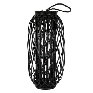 ECD-Germany LATERNA Ried 60x27 cm černá s uchem a skleněnou vložkou obraz