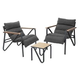 ML-DESIGN ZAHRADNÍ nábytek, 3dílná sada, antracitově šedá s ocelovým rámem obraz