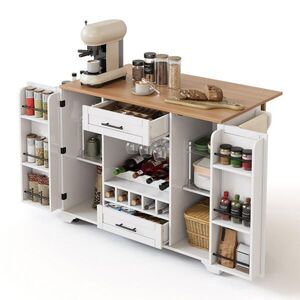 Redom KUCHYŇSKÝ ostrůvek 138/45(70)/92 cm s výsuvnou pracovní deskou, úložným prostorem a kolečky, Bílá obraz