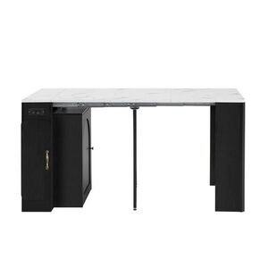 Redom KUCHYŇSKÝ ostrůvek 83/39, 6-79, 6-119, 6-149, 6/77 cm s LED osvětlením, zásuvkou USB/Type-C a úložným prostorem, Bílá/Černá obraz