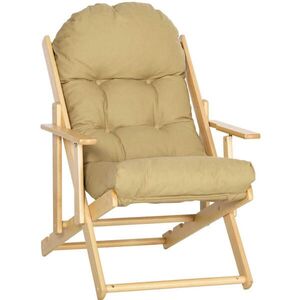 Redom POLOHOVACÍ relaxační křeslo 71/89/96 cm, skládací, 3 polohy, bukové dřevo a měkké polstrování, Hnědá obraz