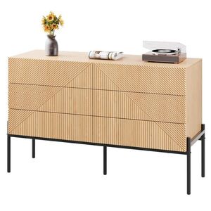Redom KOMODA 115, 5/38/75 cm se 6 zásuvkami, 3D dekorem a kovovou podnoží z MDF, Přírodní obraz