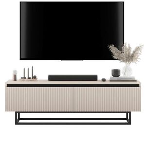 Meble Lindner TV-STOLEK Selene matný kašmír 140 cm s kovovým rámem obraz