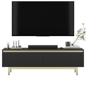 Meble Lindner TV-STOLEK Selene matná černá 140 cm s kovovým rámem obraz