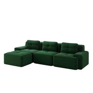 OKWISH MODULÁRNÍ pohovka 74 cm zelená z manšestru s otomanem a hlubokým sedem obraz