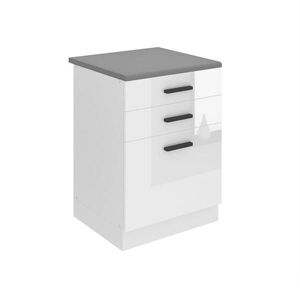 B BELINI GROUP KUCHYŇSKÁ SPODNÍ SKŘÍŇKA 60 cm SDSZ s pracovní deskou, zásuvky, Bílá lesklá obraz