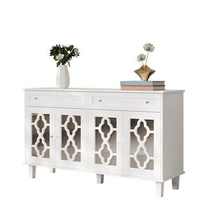 Modfu KOMODA z MDF 140x40x83 cm bílá se 4 zrcadlovými dvířky, 2 zásuvkami a nastavitelnou policí obraz