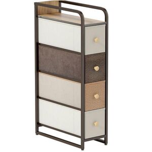 Modfu KOMODA z textilu a oceli 20x47x84, 5 cm vícebarevná se 4 zásuvkami pro úzké prostory obraz