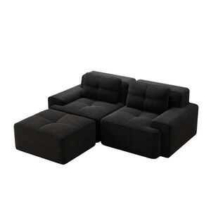 Modfu MODULÁRNÍ pohovka z manšestru 204x177x69 cm černá bez montáže s hlubokým sedem a flexibilním uspořádáním obraz