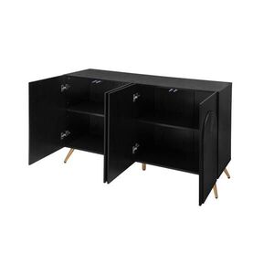 Modfu KOMODA z dřevotřísky 150x38x83 cm černá s nastavitelnými policemi, 3D drážkami a obloukovými dvířky obraz