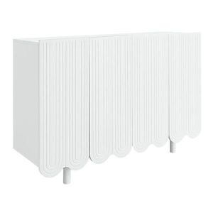 Modfu KOMODA z MDF 120x80, 8x37, 5 cm bílá se 4 dvířky, tlumenými panty a reliéfem ve tvaru kapky obraz