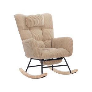 Redom HOUPACÍ křeslo 102/65/92 cm s výsuvnou podnožkou, vysokým opěradlem a opěrkou hlavy, Hnědá obraz