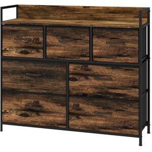 Modfu KOMODA z polyesteru 98x29x85 cm hnědá se 7 zásuvkami, horní odkládací plochou a ocelovým rámem obraz