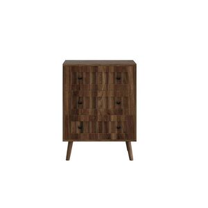 Modfu KOMODA z MDF 60x40x79 cm ořechová se 3 zásuvkami a drážkovanými čely obraz