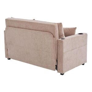 Modfu ROZKLÁDACÍ pohovka z chenillu 139x83x58 cm khaki s funkcí lůžka a úložnými kapsami obraz
