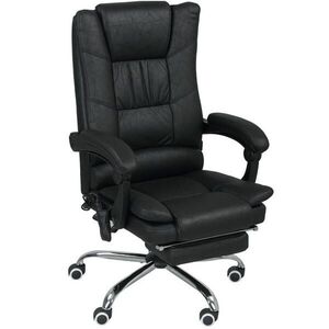 Redom MASÁŽNÍ kancelářská židle 64/70/110-118 cm s vyhříváním, vibracemi a podnožkou, polyester, Černá obraz