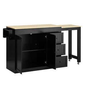 OKWISH KUCHYŇSKÝ ostrůvek 112-186, 8/45/93 cm černý z MDF a PB s výsuvnou pracovní deskou a úložným prostorem obraz