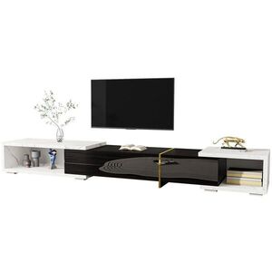 OKWISH TV stolek 140-260 cm černý z MDF a dřevotřísky s otočnou funkcí a úložným prostorem obraz