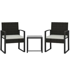 Modfu BALKONOVÝ set z oceli 55x58x76 cm krémově šedý se 2 křesly, stolkem a snímatelnými polštáři obraz