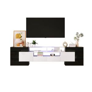 OKWISH TV stolek 200/35/60 cm černá a bílá z dřevotřísky a MDF s LED osvětlením obraz