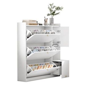 OKWISH BOTNÍK 119/24/122 cm bílý z dřevotřísky s výklopnými zásuvkami a sedací lavicí obraz