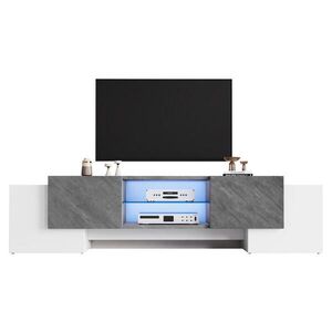 OKWISH TELEVIZNÍ stolek 180/40/46, 5 cm bílá a šedá z MDF s LED osvětlením a úložným prostorem obraz