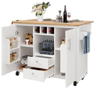 OKWISH KUCHYŇSKÝ ostrůvek 137, 9/73/92, 2 cm bílý z MDF a kovu s klopným stolem a úložným prostorem obraz