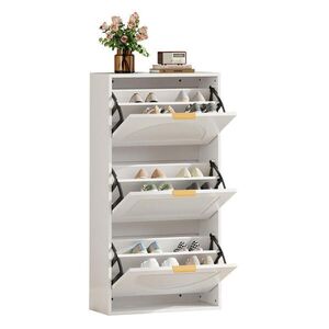 OKWISH BOTNÍK 60/24/114 cm bílý z MDF a dřevotřísky s výklopnými klapkami a bezpečným kotvením obraz