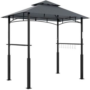 OKWISH GRILOVACÍ altán 243/148/248 cm tmavě šedý z kovu s LED osvětlením a dvojitou střechou obraz