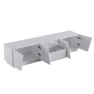OKWISH TV stolek 170/37/42 cm bílý z MDF s nepravidelným segmentovým designem a dvěma otevřenými policemi obraz