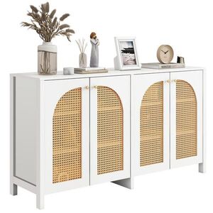 OKWISH BOČNÍ skříň 33, 7/70, 2 cm bílá z MDF s ratanovými dvířky a kovovými úchyty obraz